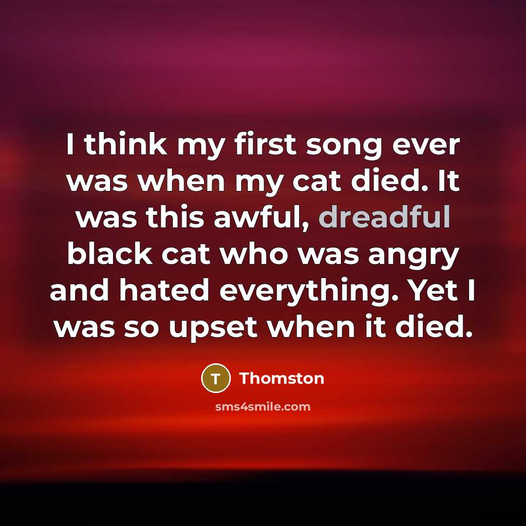 “I think my first song ever was when my cat…” quote by Thomston