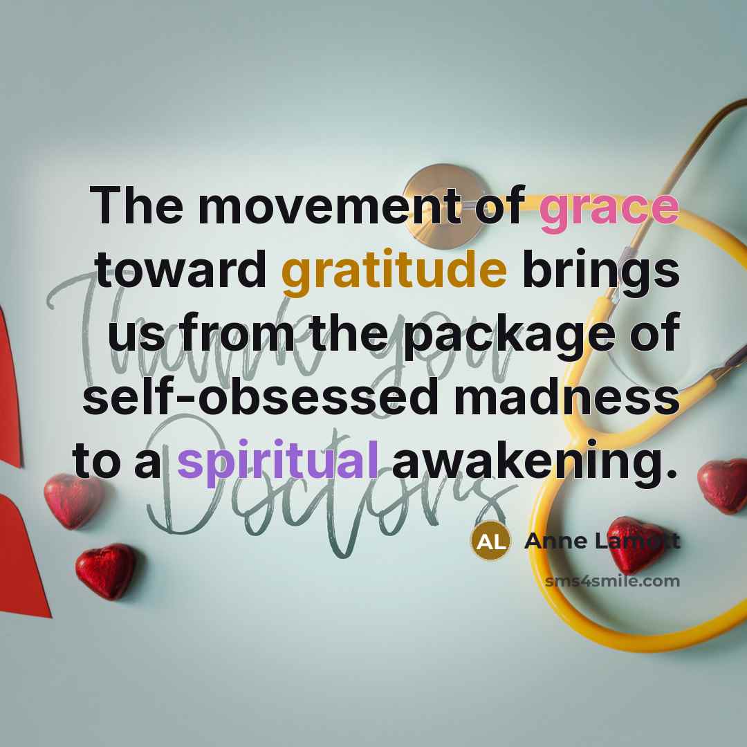 “The movement of grace toward gratitude brings us from the…” quote by Anne Lamott