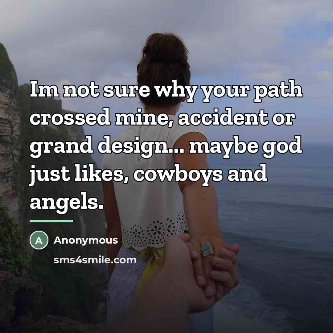 “Im not sure why your path crossed mine, accident or…” quote by Anonymous