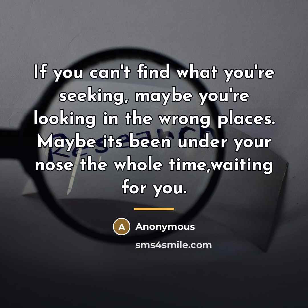 “If you can't find what you're seeking, maybe you're looking…” quote by Anonymous