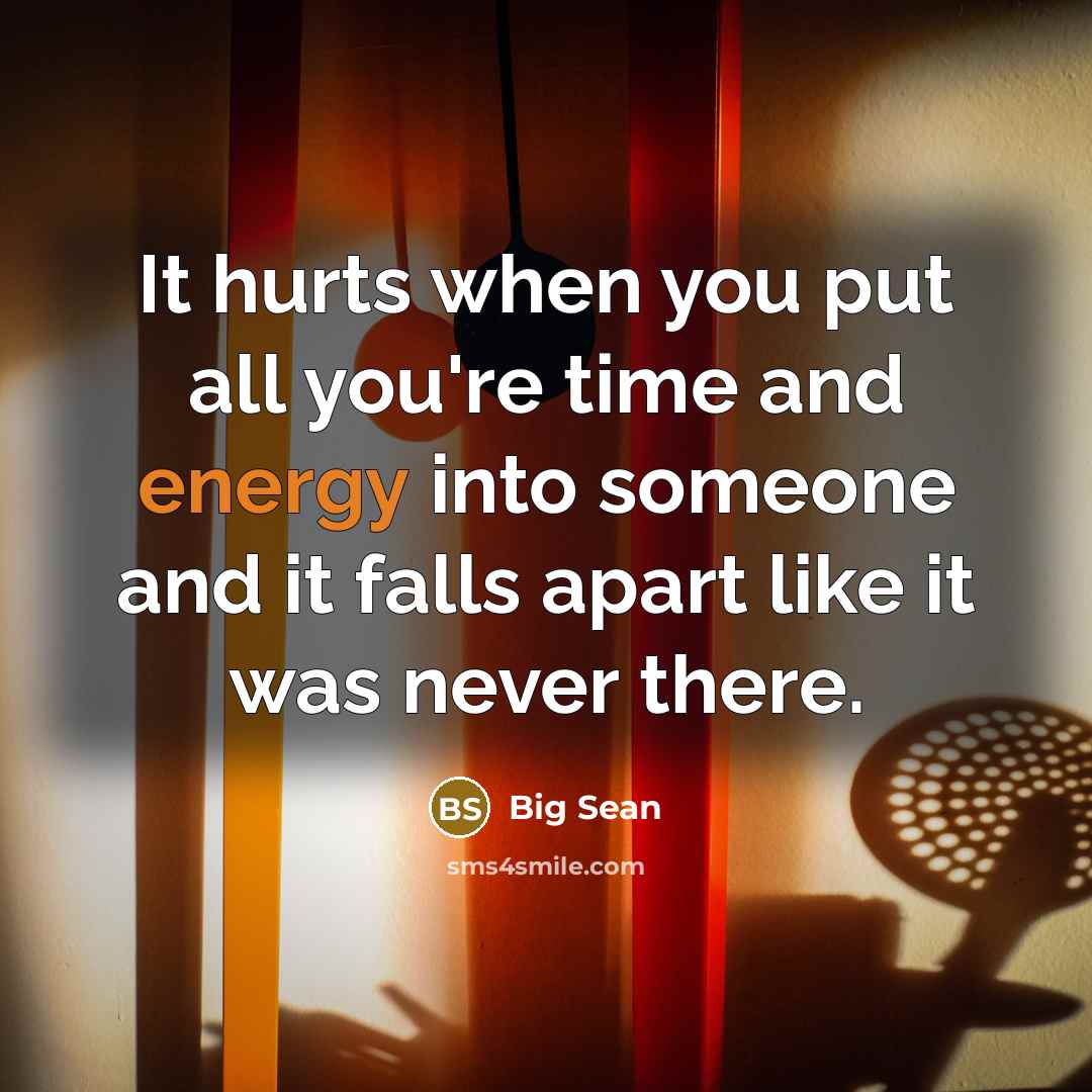 “It hurts when you put all you're time and energy…” quote by Big Sean