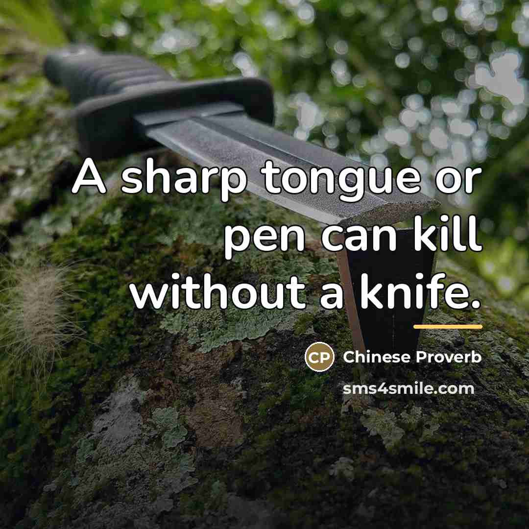“A sharp tongue or pen can kill without a knife.…” quote by Chinese Proverb