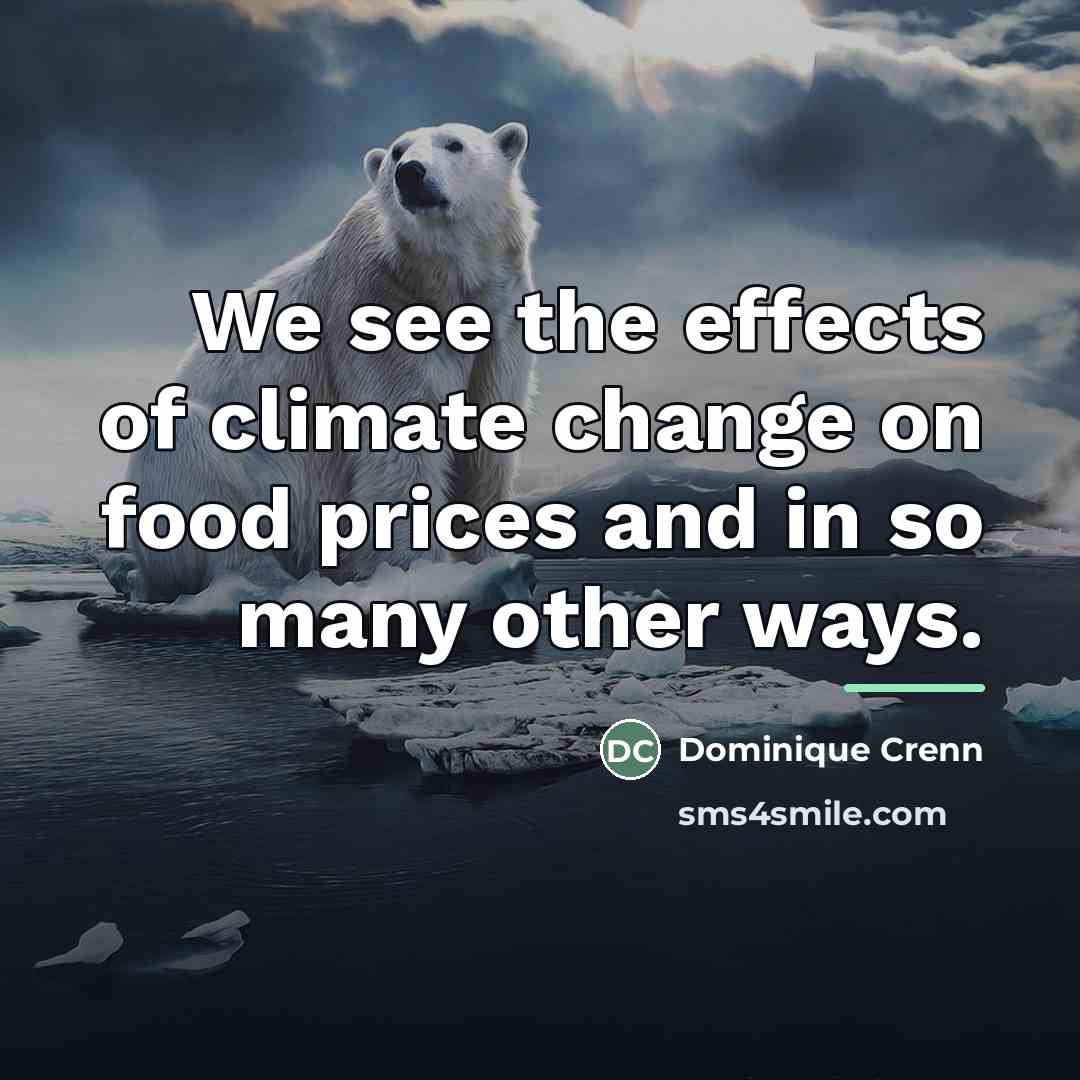 “We see the effects of climate change on food prices…” quote by Dominique Crenn