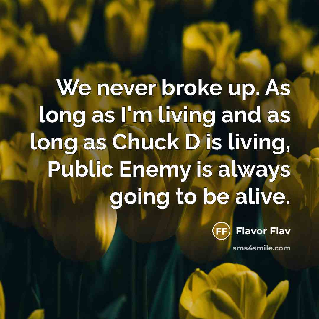 “We never broke up. As long as I'm living and…” quote by Flavor Flav