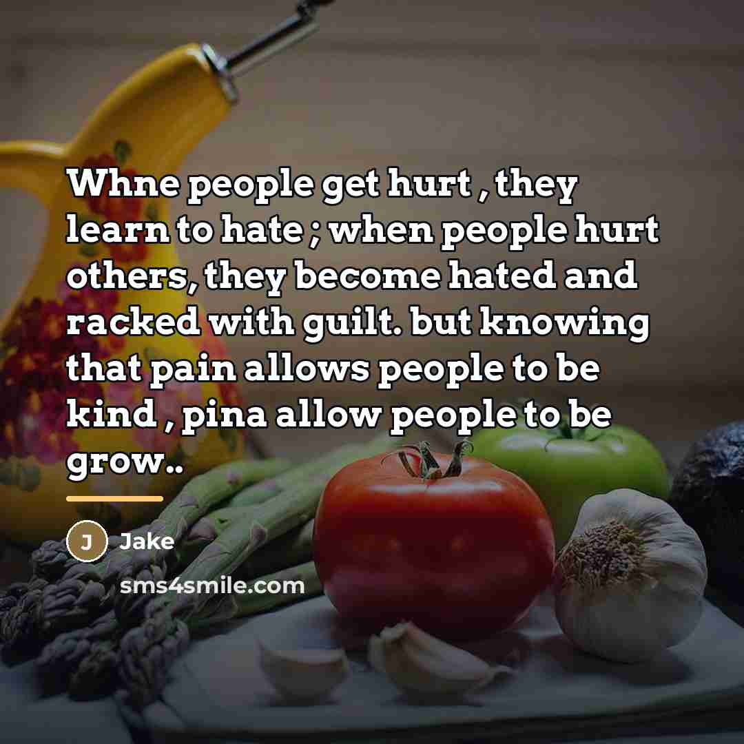 “Whne people get hurt , they learn to hate ;…” quote by Jake