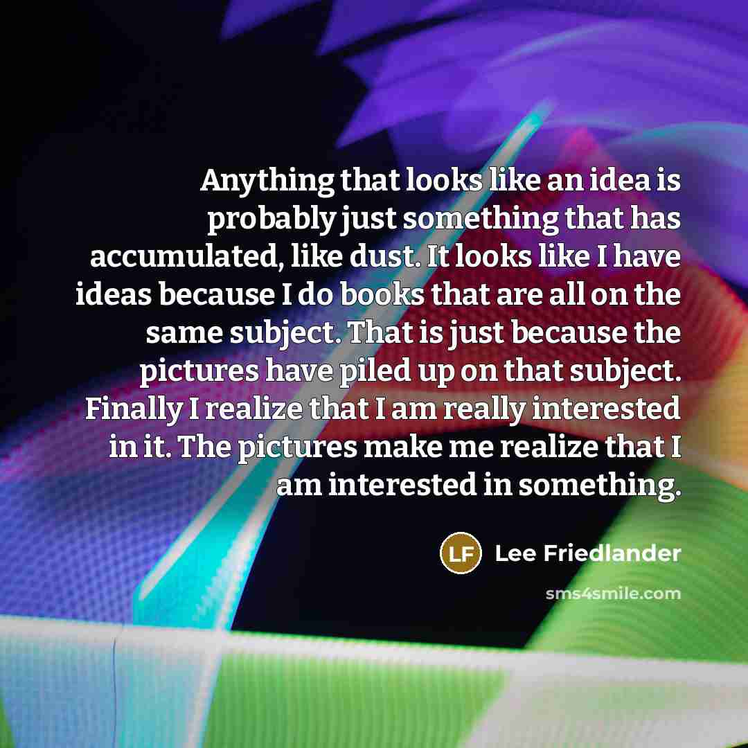 “Anything that looks like an idea is probably just something…” quote by Lee Friedlander