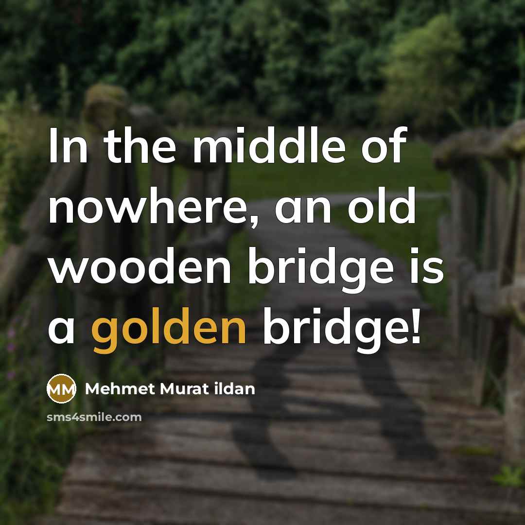 “In the middle of nowhere, an old wooden bridge is a golden bridge!” quote by Mehmet Murat Ildan