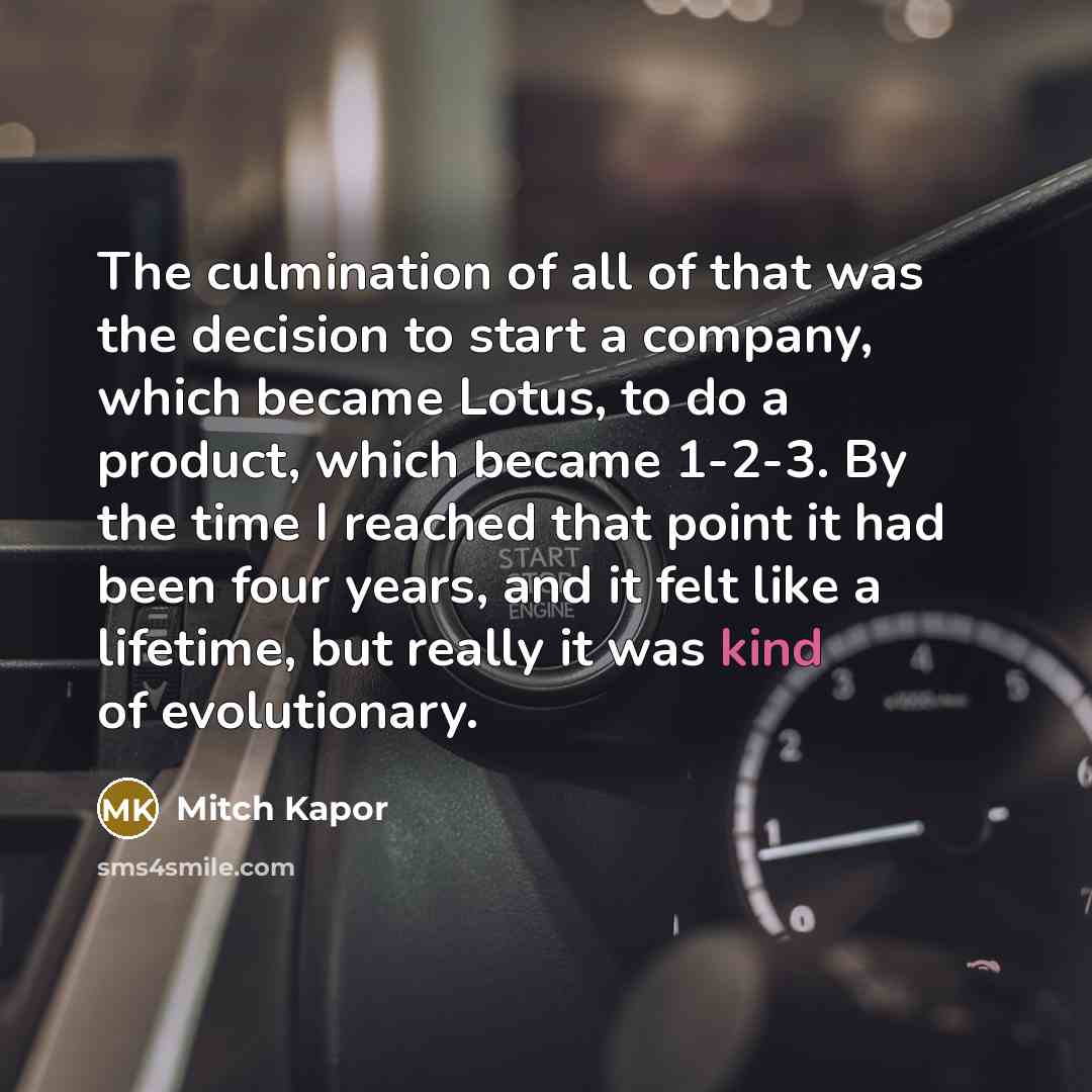 “The culmination of all of that was the decision to…” quote by Mitch Kapor