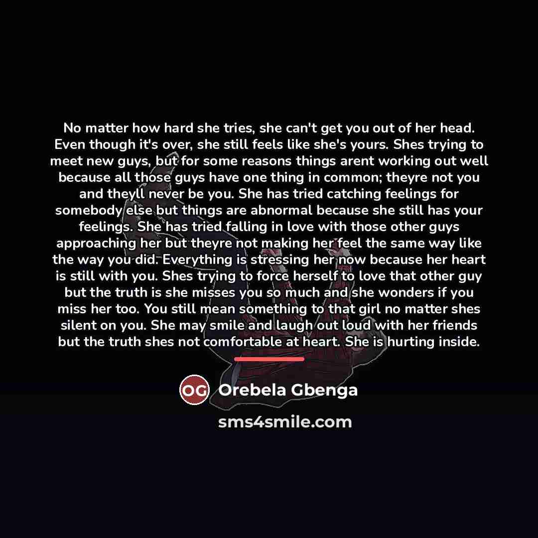“No matter how hard she tries, she can't get you…” quote by Orebela Gbenga