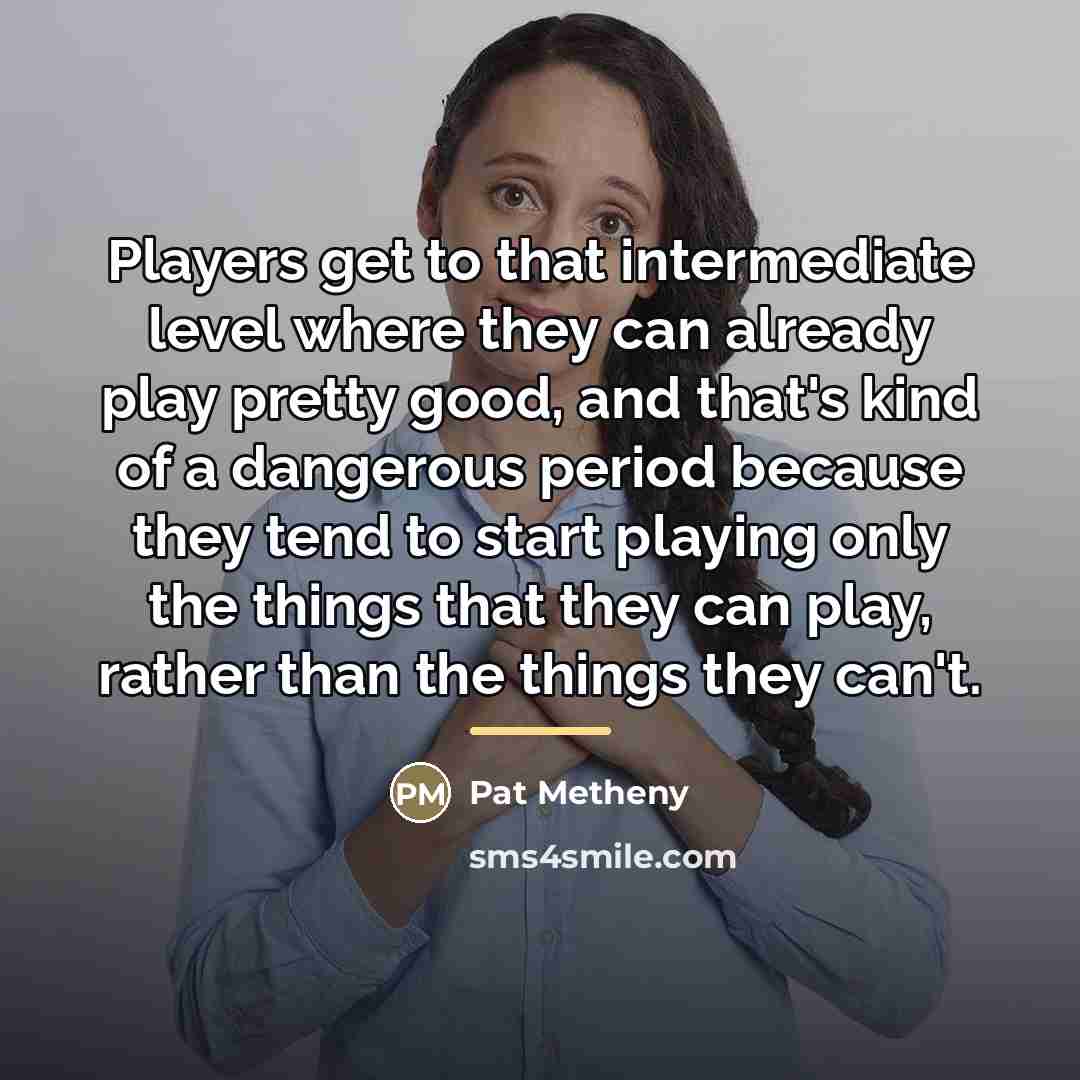 “Players get to that intermediate level where they can already…” quote by Pat Metheny