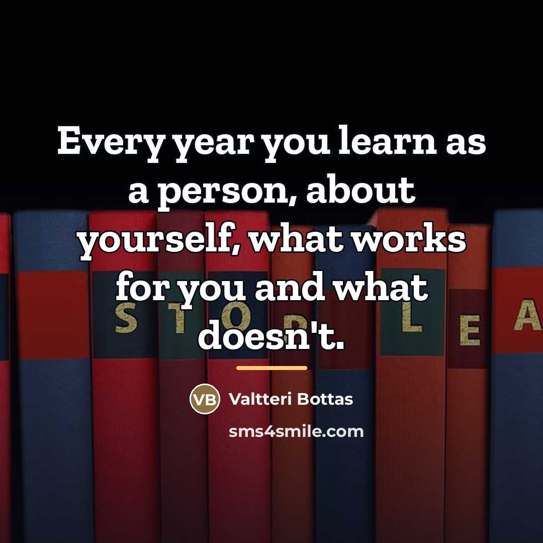 “Every year you learn as a person, about yourself, what…” quote by Valtteri Bottas