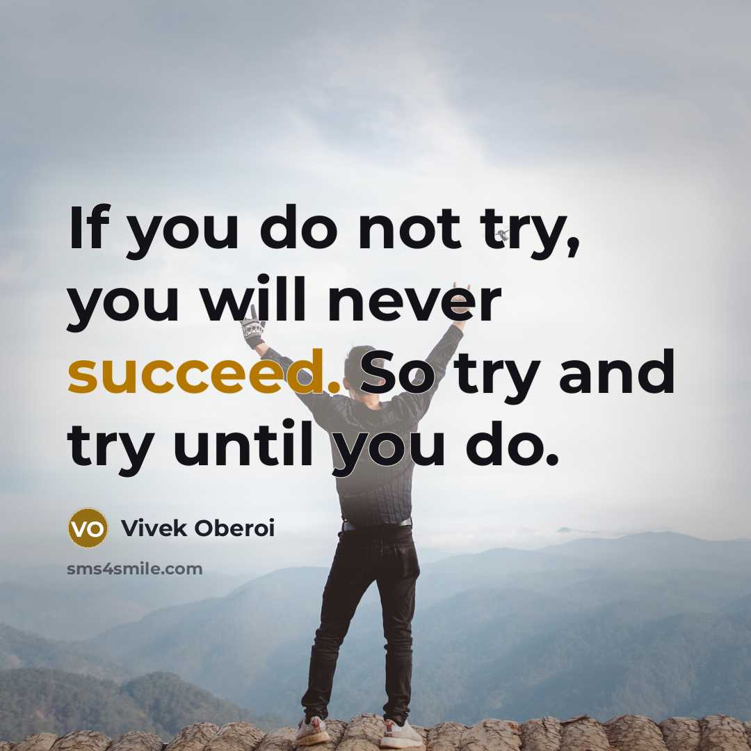 “If you do not try, you will never succeed. So…” quote by Vivek Oberoi
