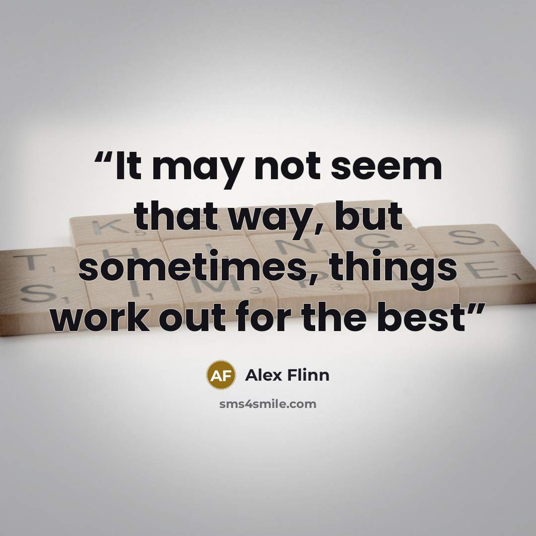“It may not seem that way, but sometimes, things work out for the best” quote by Alex Flinn