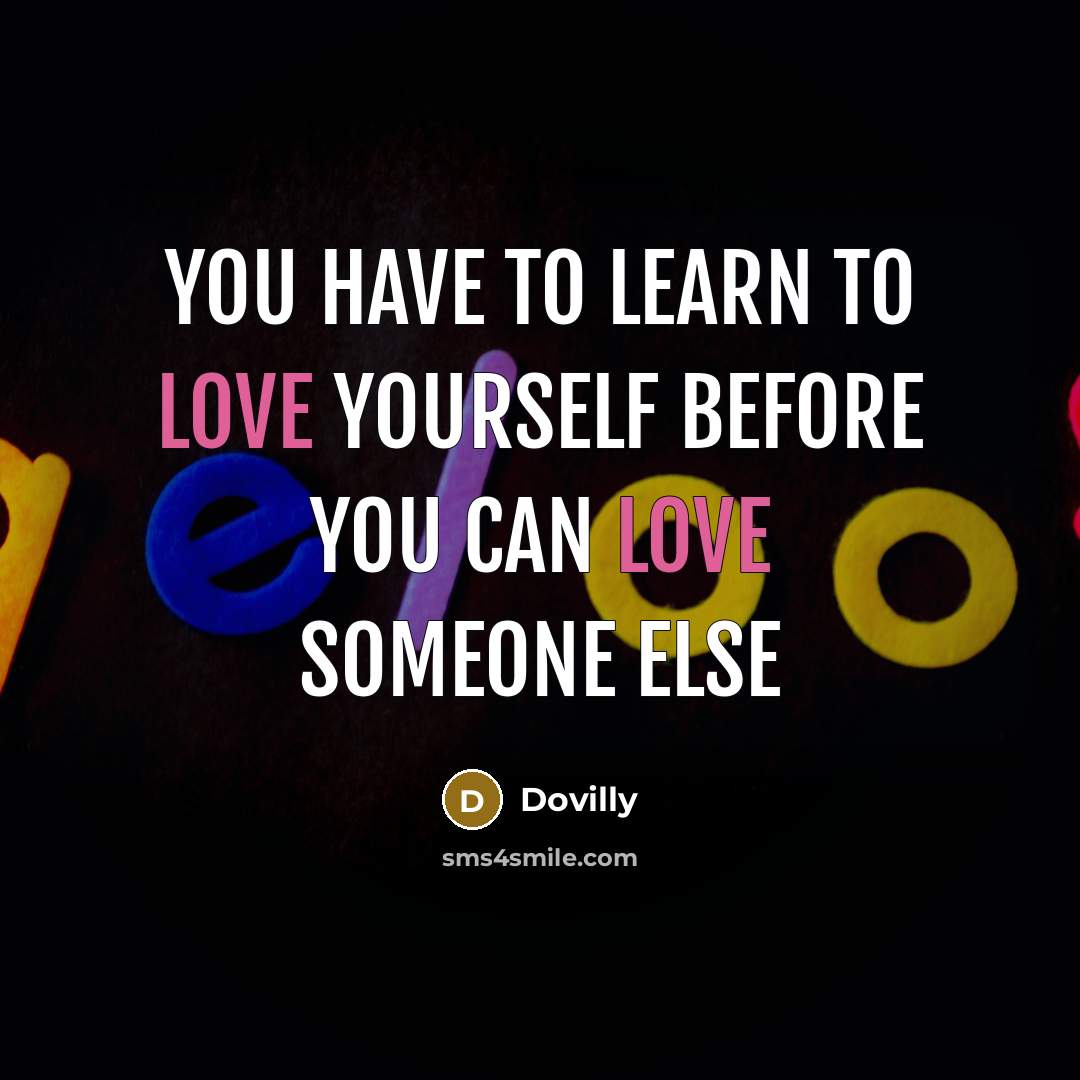 “You have to learn to love yourself before you can…” quote by Dovilly