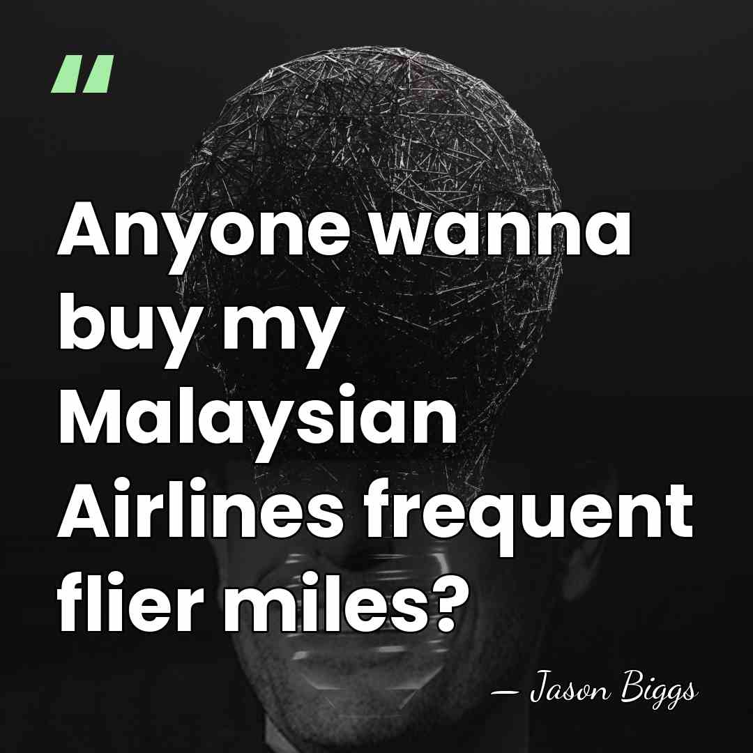 Anyone wanna buy my Malaysian Airlines frequent flier miles? - Jason Biggs