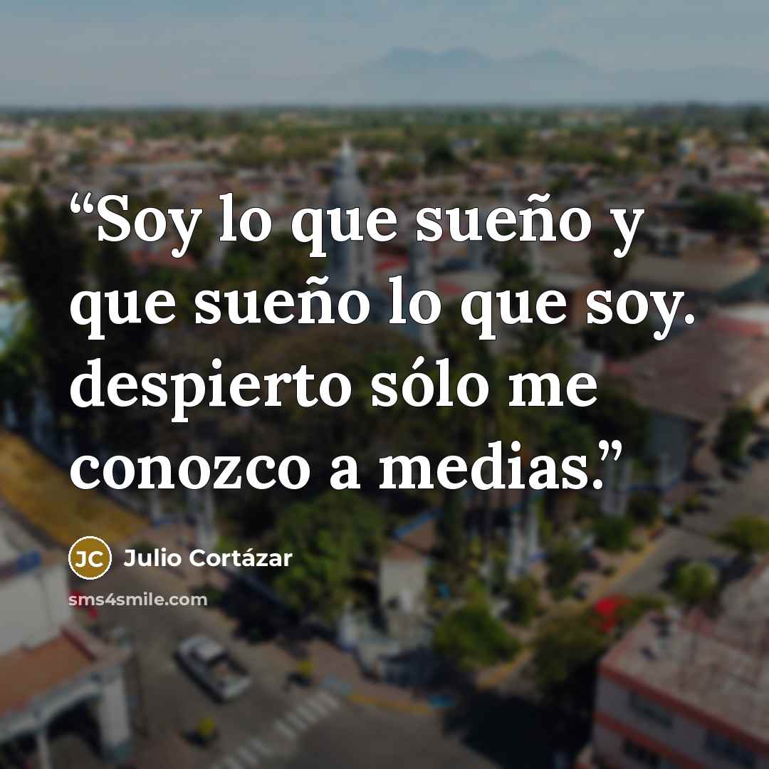 “Soy lo que sueño y que sueño lo que soy. despierto sólo me conozco a medias.” quote by Julio Cortázar