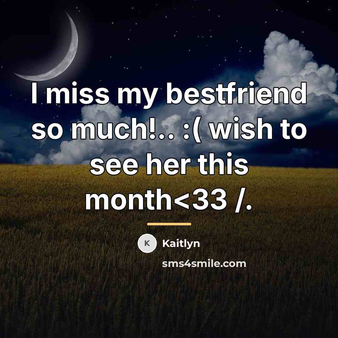 “I miss my bestfriend so much!.. :( wish to see…” quote by Kaitlyn