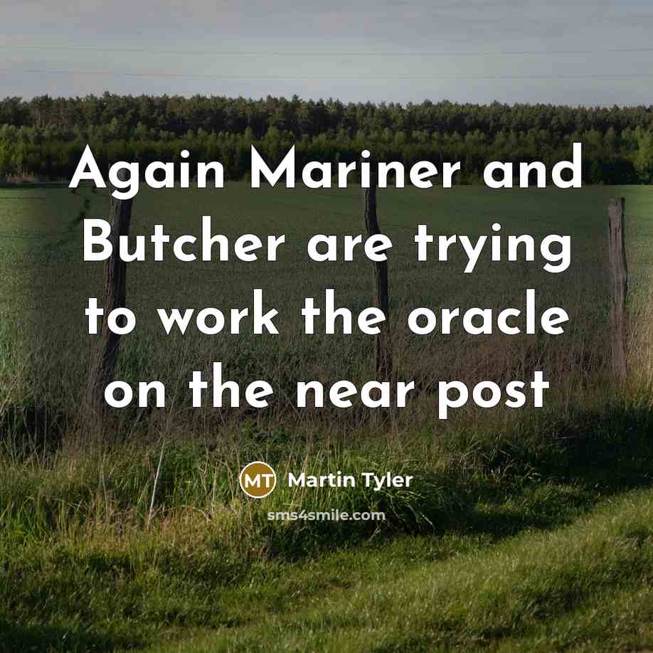“Again Mariner and Butcher are trying to work the oracle…” quote by Martin Tyler