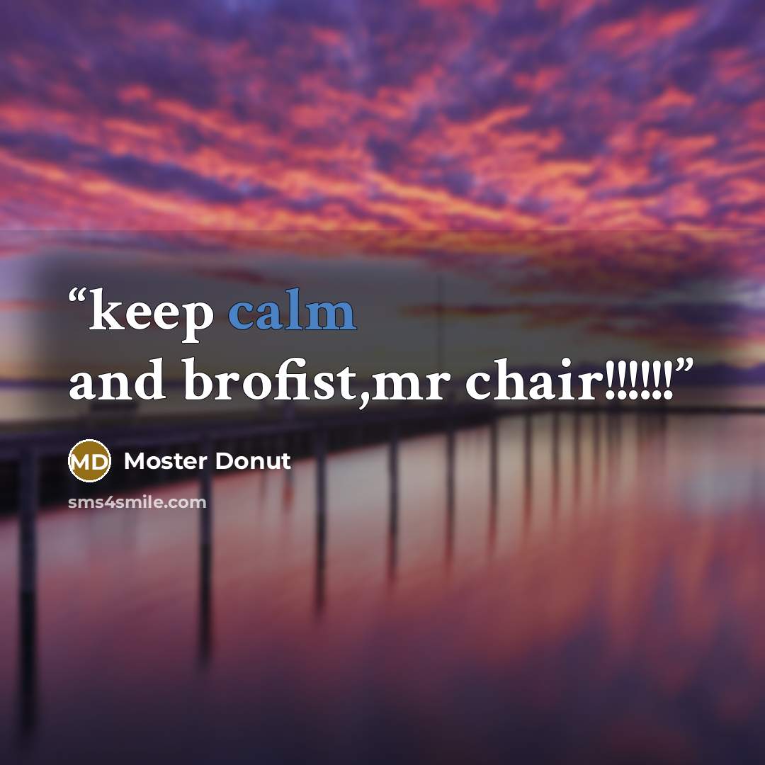“keep calm and brofist,mr chair!!!!!!” quote by Moster Donut