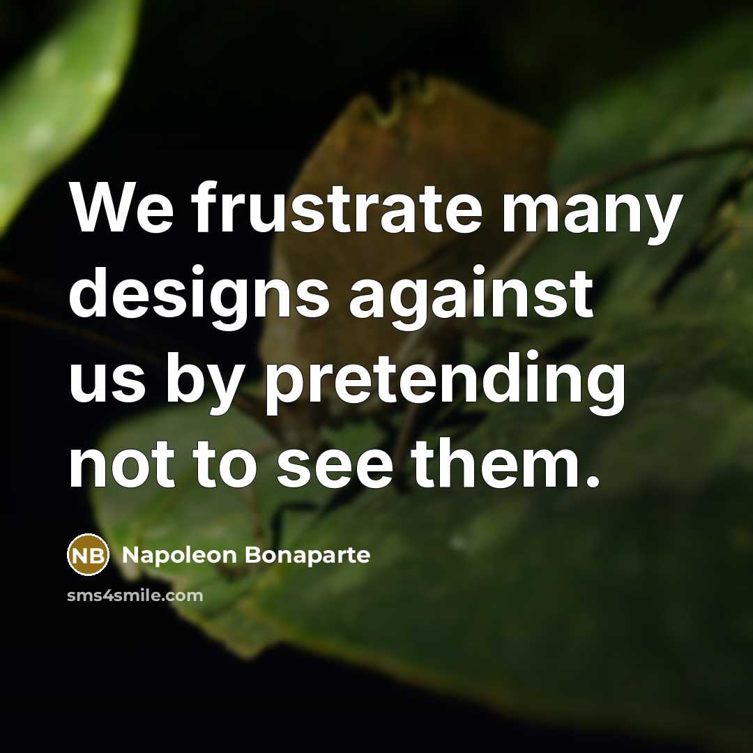 “We frustrate many designs against us by pretending not to…” quote by Napoleon Bonaparte