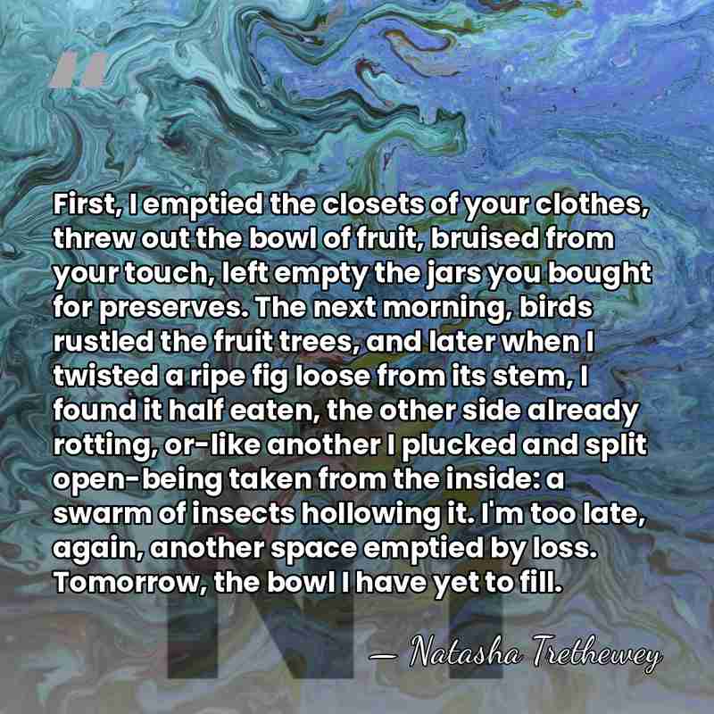 First, I emptied the closets of your clothes, threw out the bowl&hellip; - Natasha Trethewey