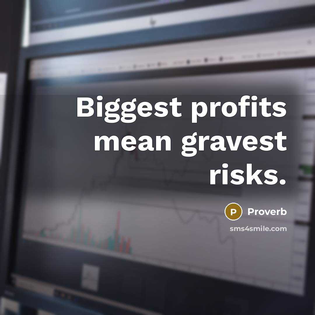 “Biggest profits mean gravest risks.…” quote by Proverb
