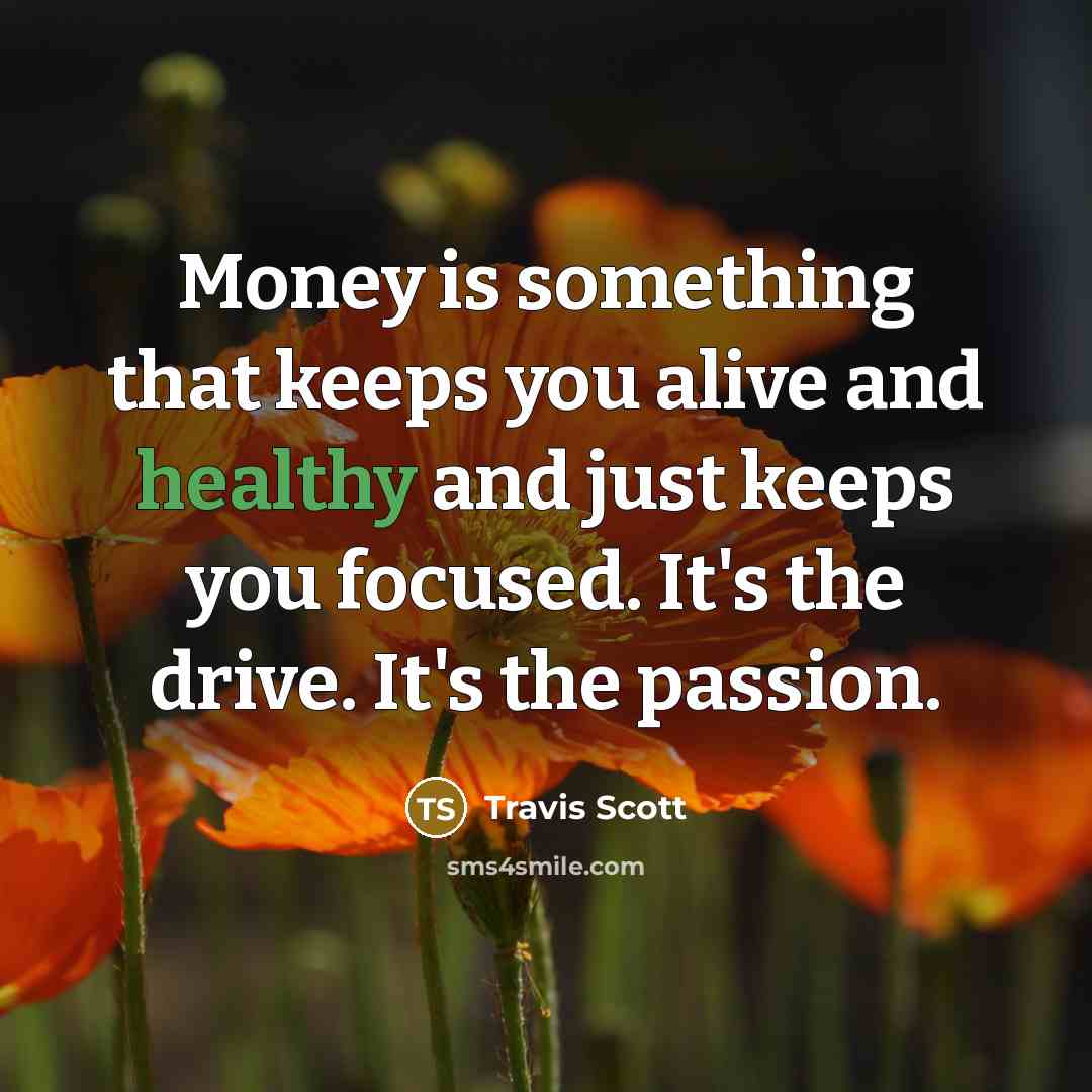 “Money is something that keeps you alive and healthy and…” quote by Travis Scott