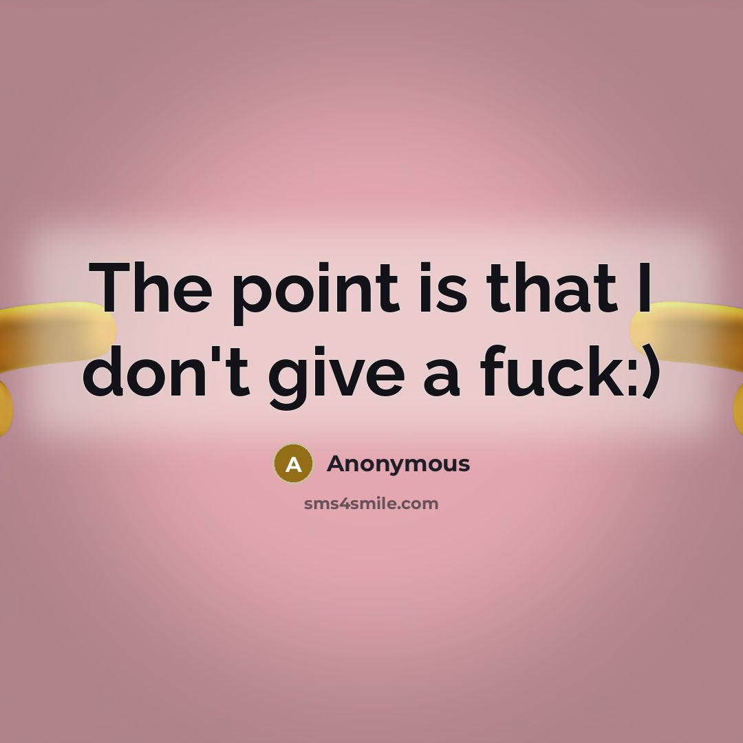 “The point is that I don't give a fuck:)…” quote by Anonymous