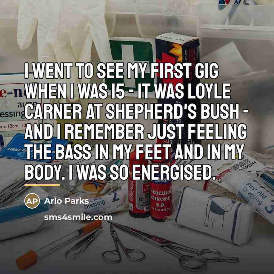 “I went to see my first gig when I was…” quote by Arlo Parks