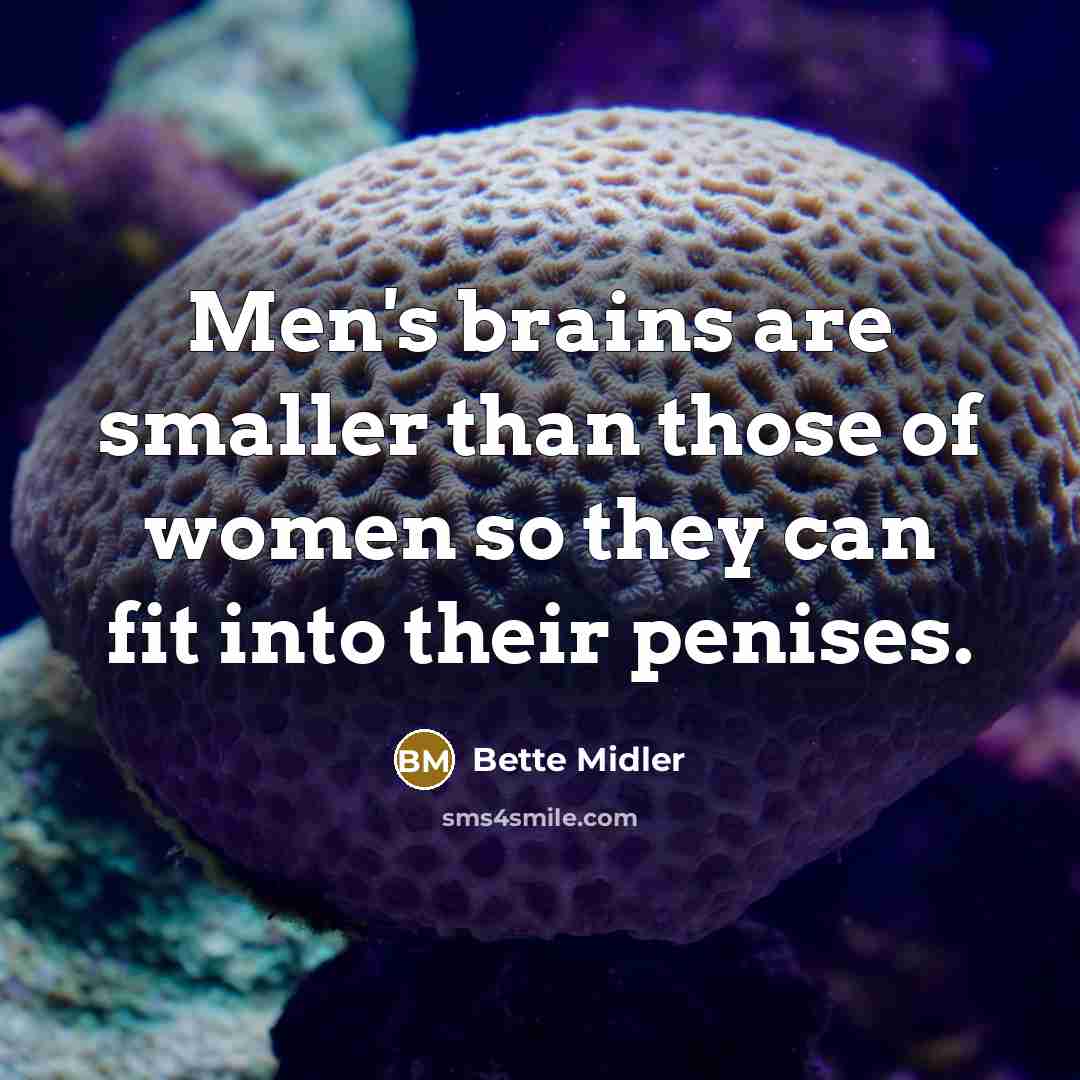 “Men's brains are smaller than those of women so they…” quote by Bette Midler