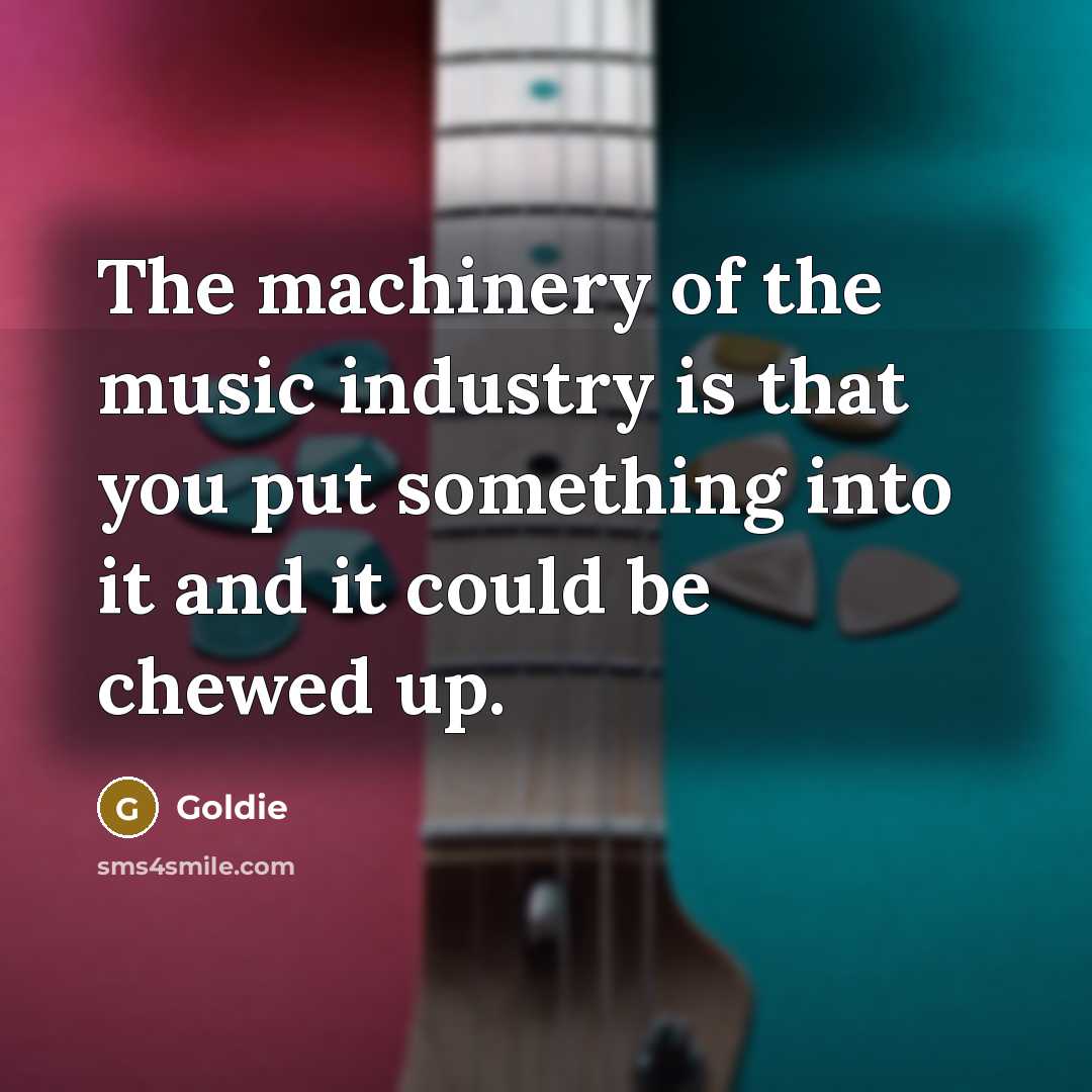 “The machinery of the music industry is that you put something into it and it could be chewed up.” quote by Goldie
