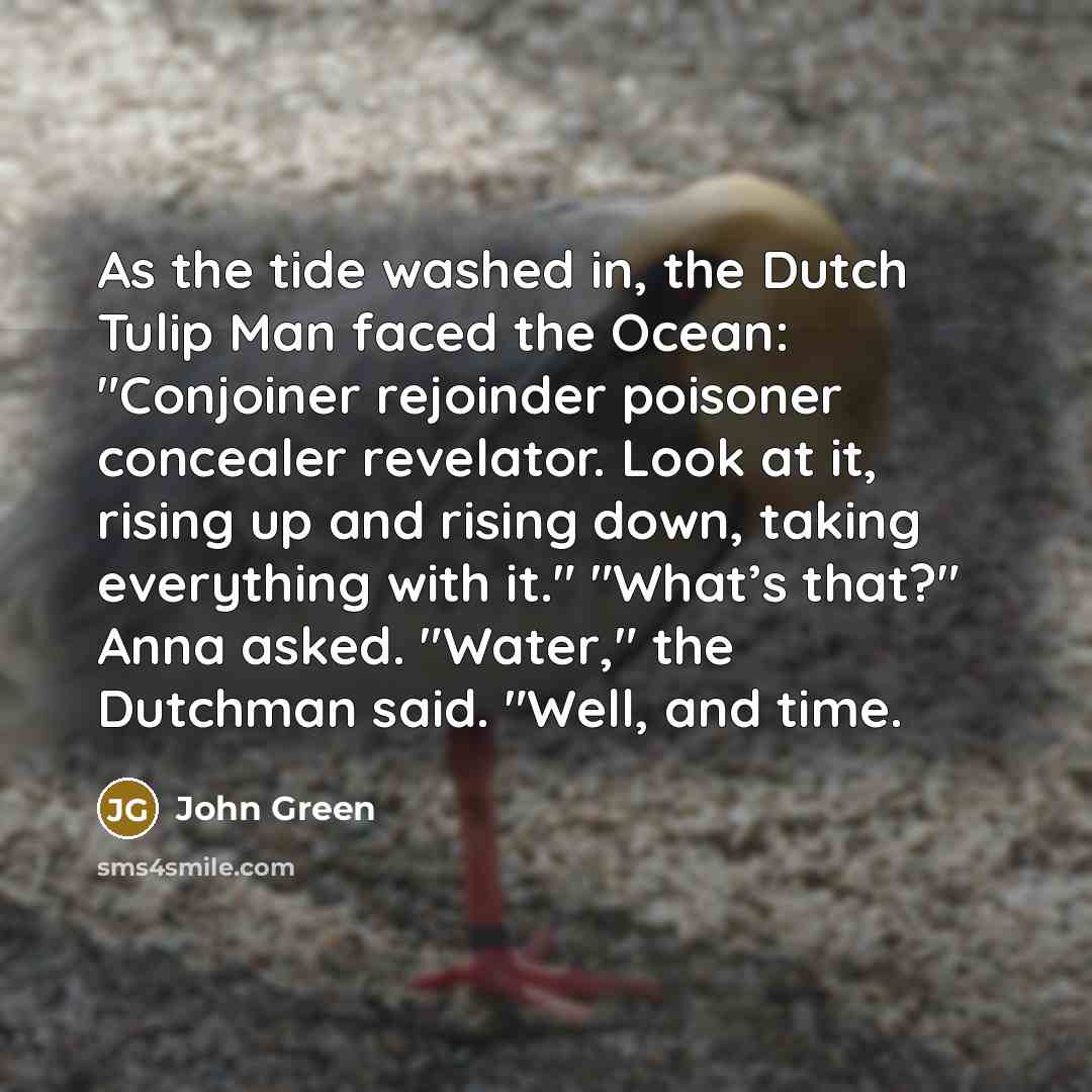“As the tide washed in, the Dutch Tulip Man faced…” quote by John Green
