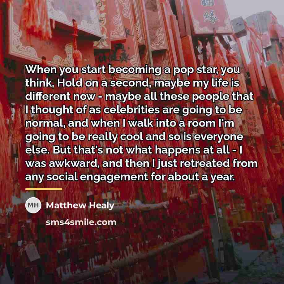 “When you start becoming a pop star, you think, Hold…” quote by Matthew Healy
