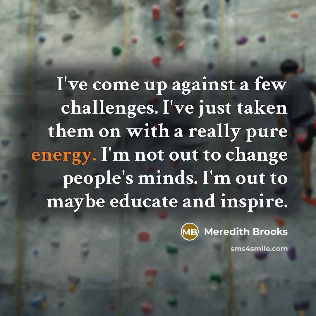 “I've come up against a few challenges. I've just taken…” quote by Meredith Brooks