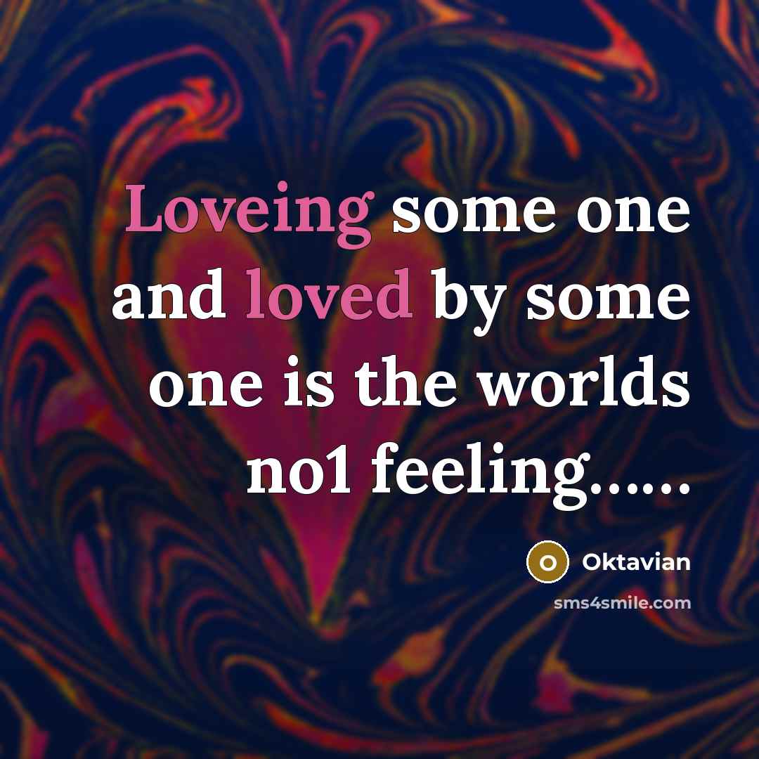 “Loveing some one and loved by some one is the worlds no1 feeling……” quote by Oktavian