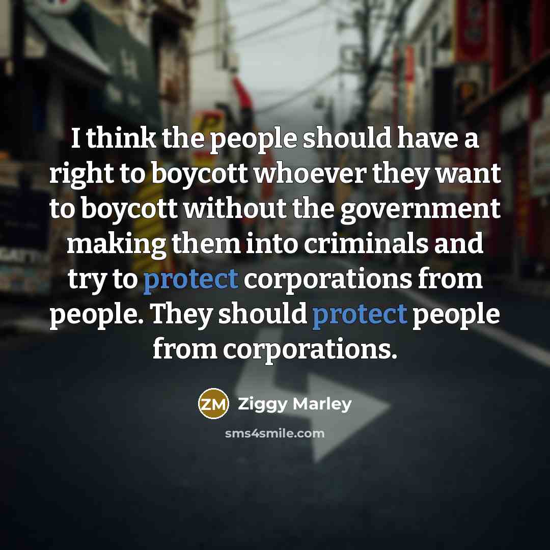 “I think the people should have a right to boycott…” quote by Ziggy Marley