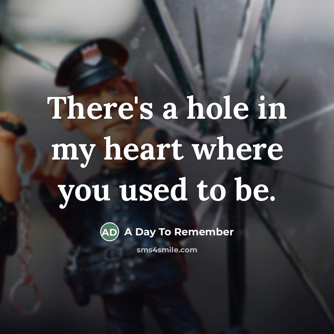 “There's a hole in my heart where you used to…” quote by A Day To Remember