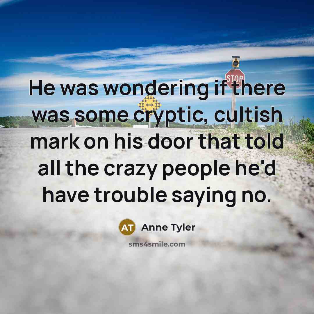 “He was wondering if there was some cryptic, cultish mark…” quote by Anne Tyler