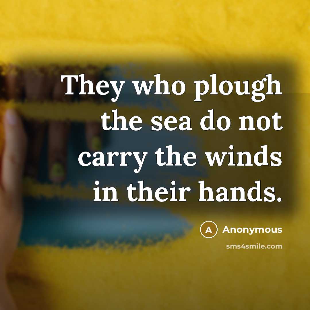 “They who plough the sea do not carry the winds…” quote by Anonymous