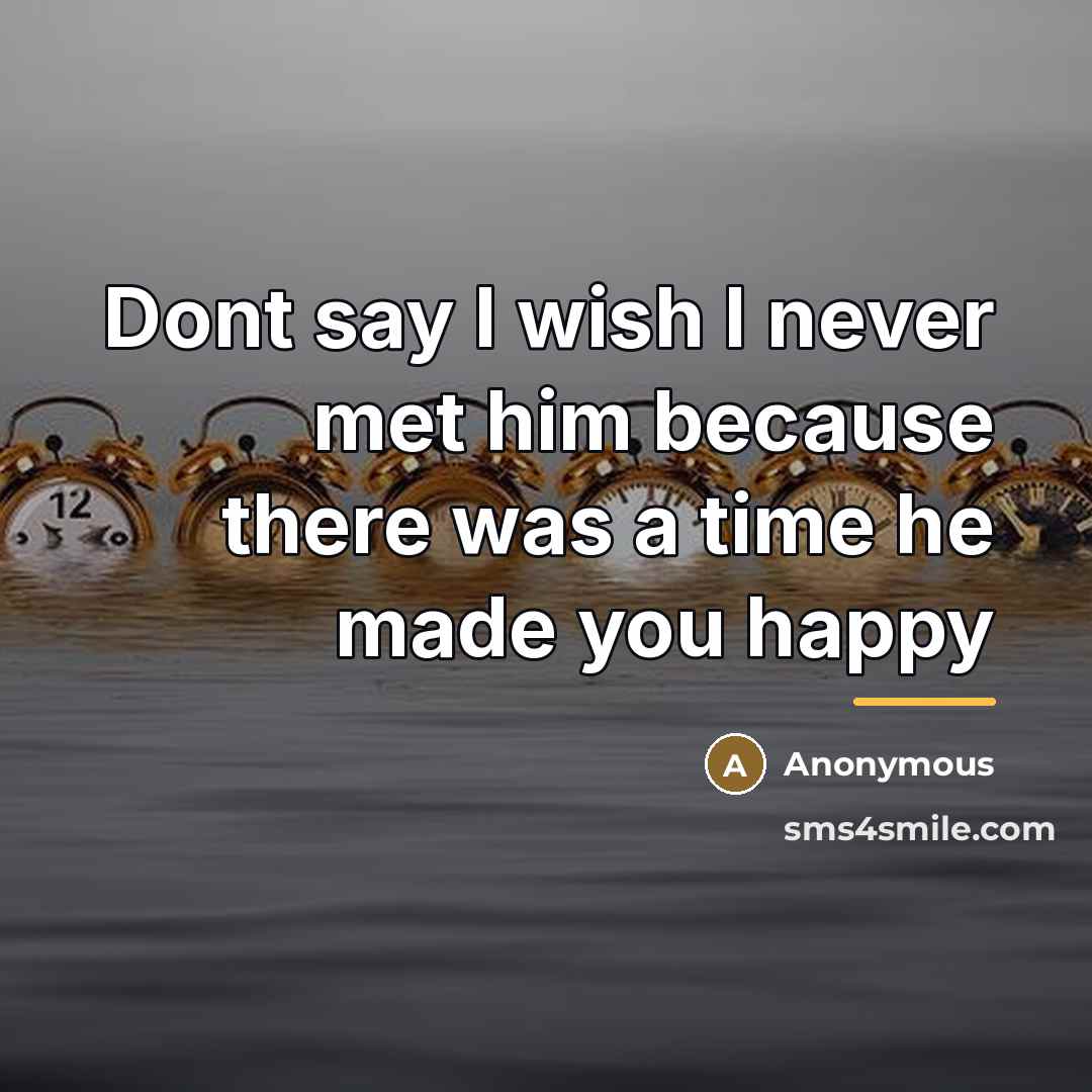 “Dont say I wish I never met him because there…” quote by Anonymous