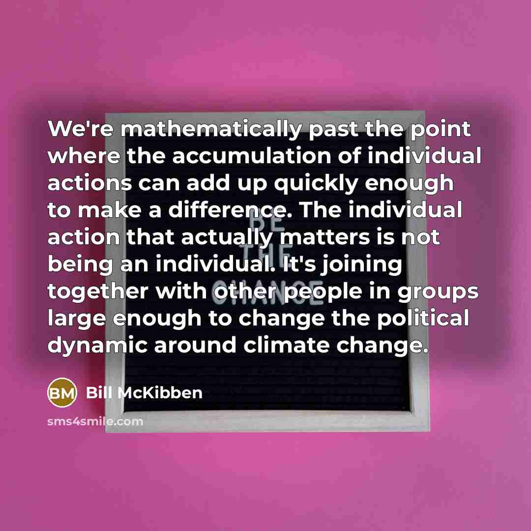 “We're mathematically past the point where the accumulation of individual…” quote by Bill McKibben