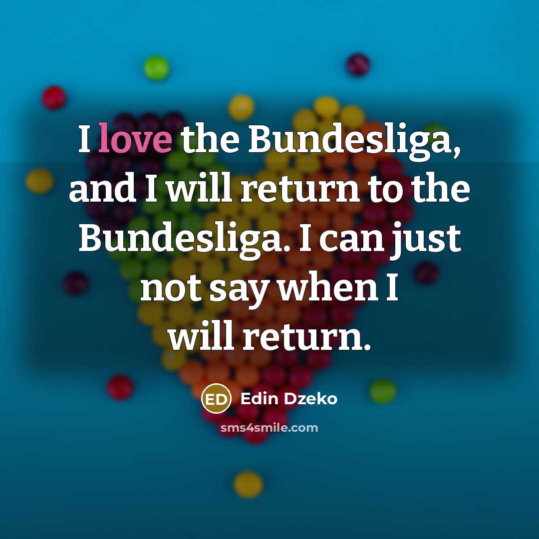 “I love the Bundesliga, and I will return to the Bundesliga. I can just not say when I will return.” quote by Edin Dzeko