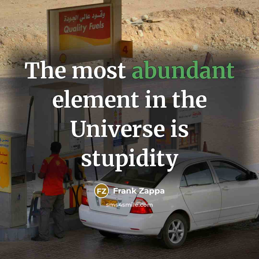 “The most abundant element in the Universe is stupidity…” quote by Frank Zappa