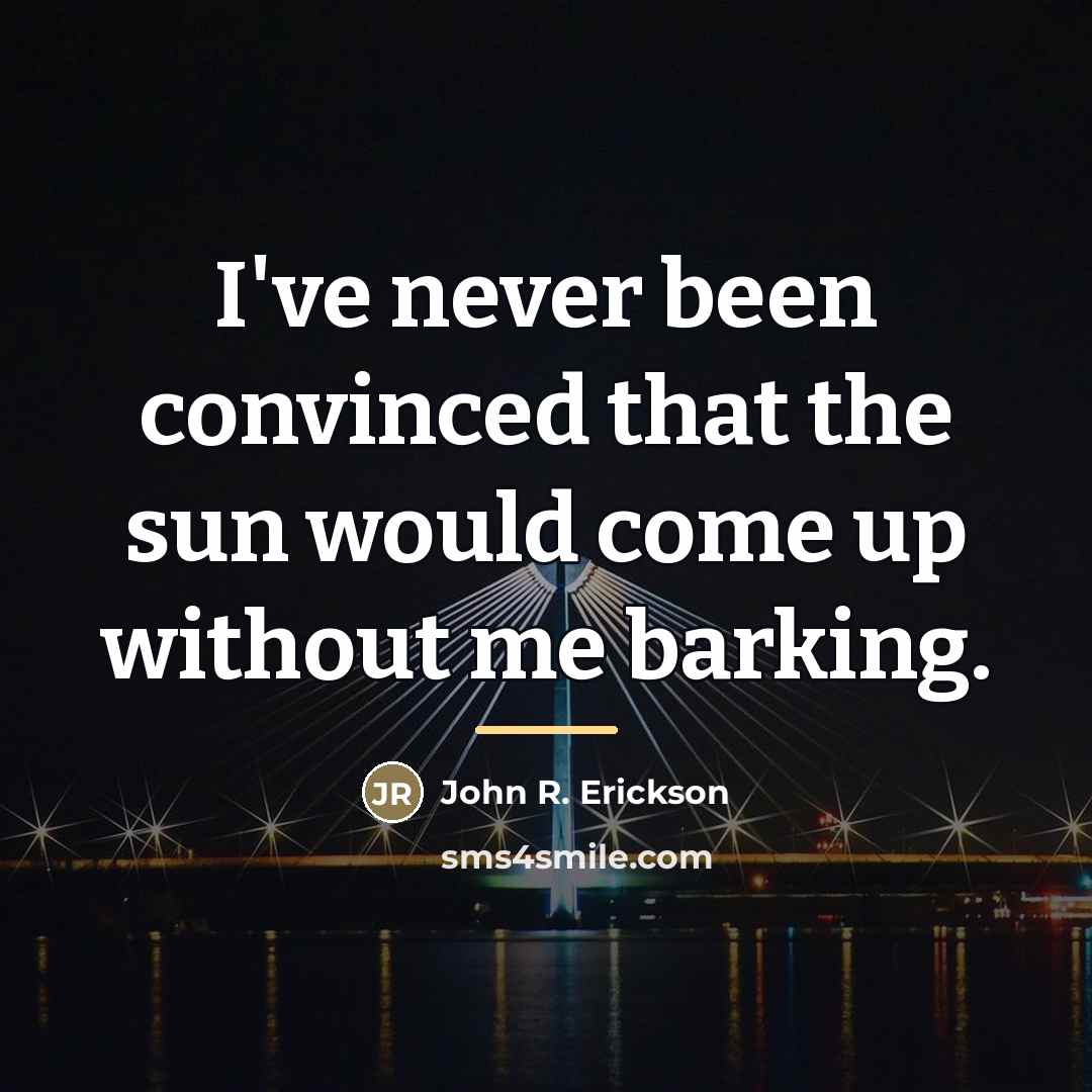“I've never been convinced that the sun would come up…” quote by John R. Erickson