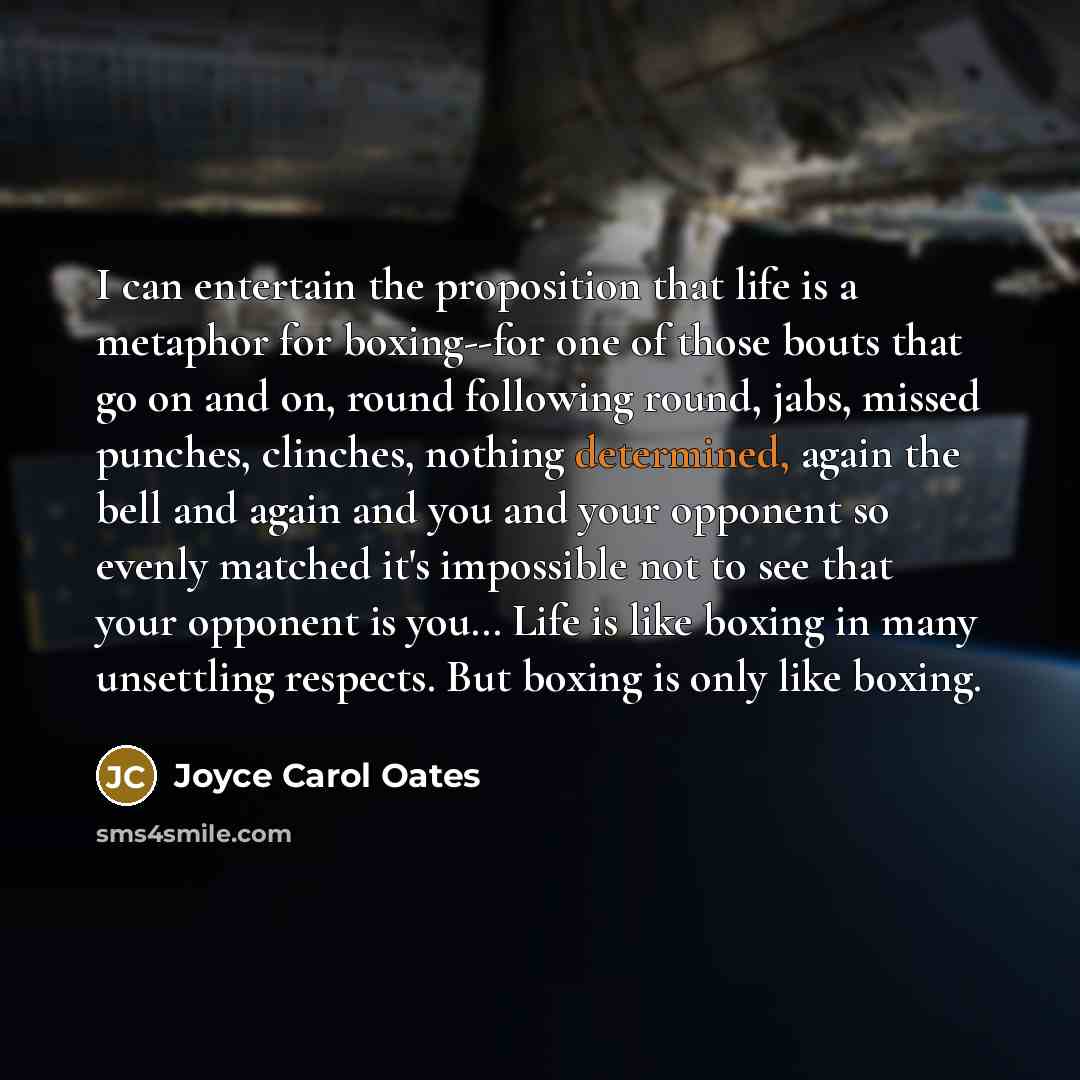 “I can entertain the proposition that life is a metaphor…” quote by Joyce Carol Oates