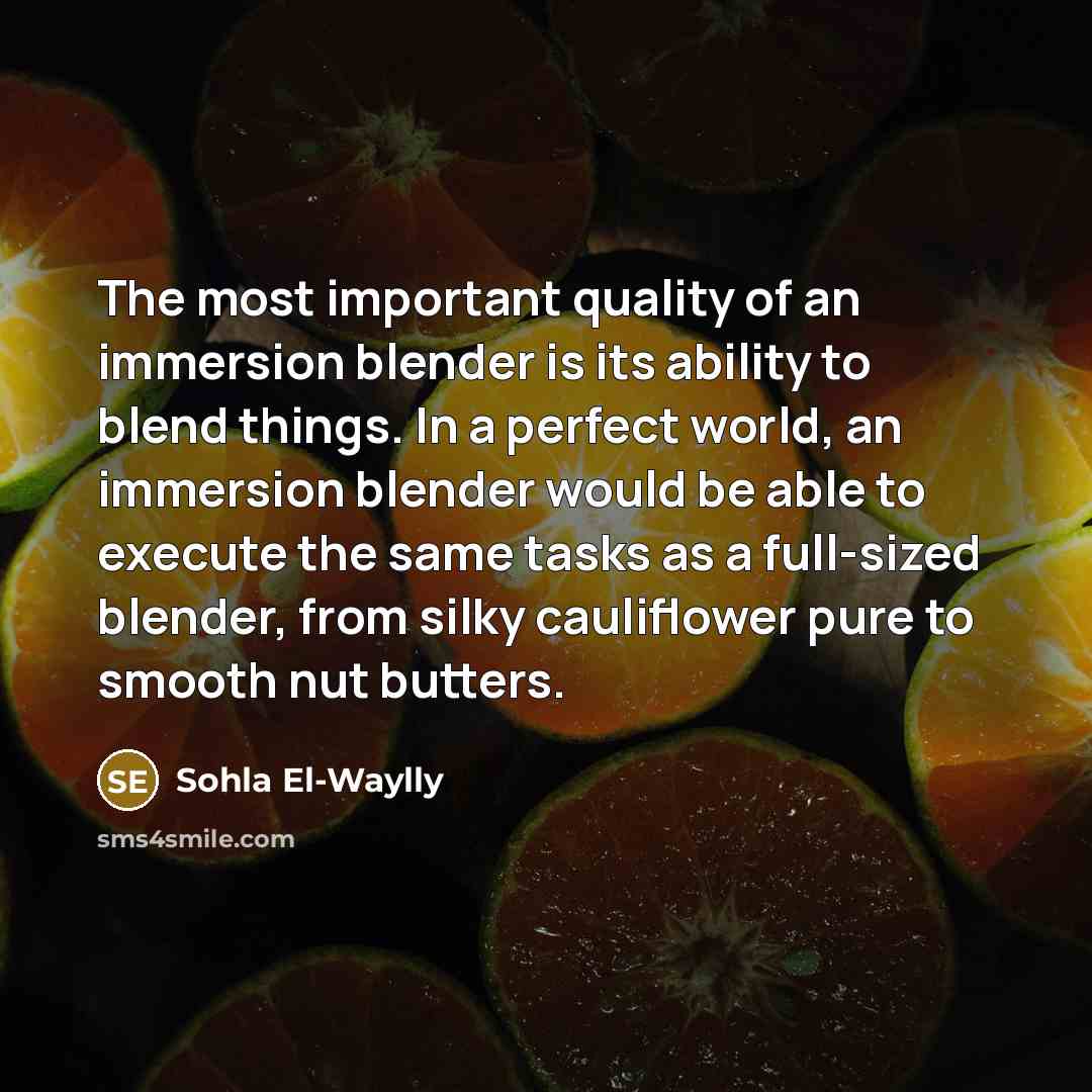 “The most important quality of an immersion blender is its…” quote by Sohla El-Waylly