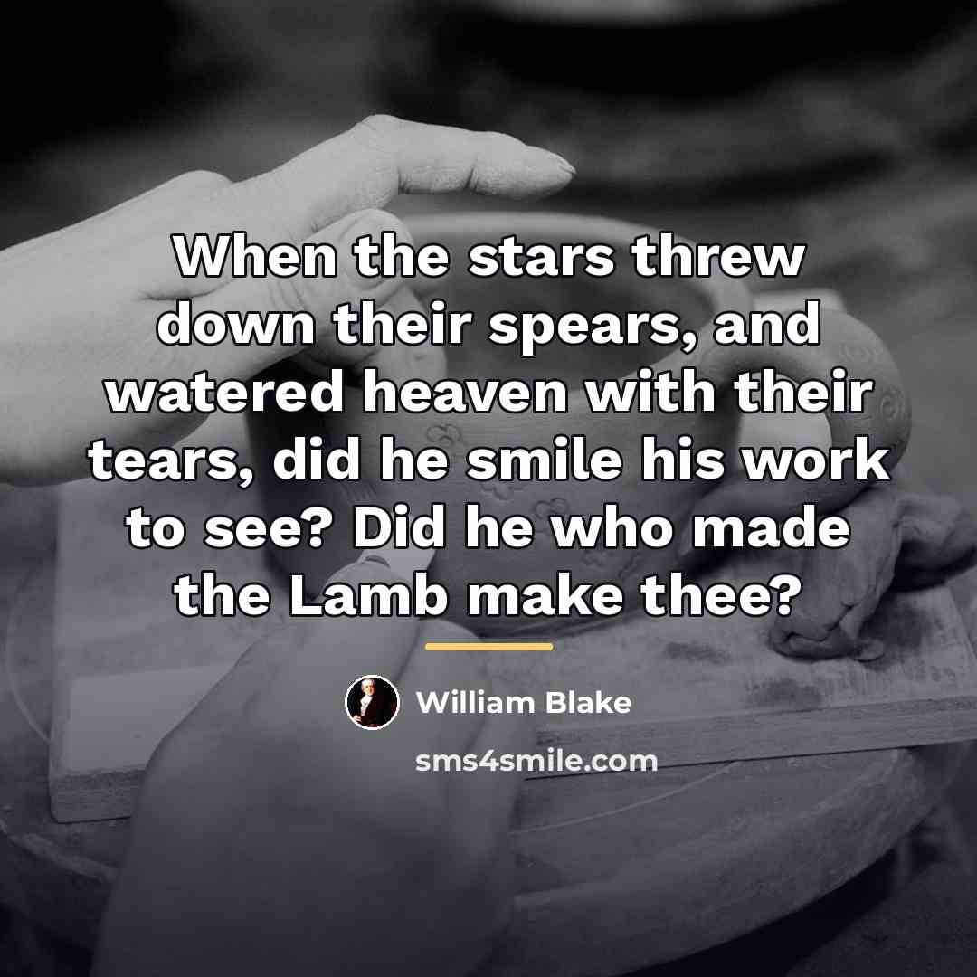 “When the stars threw down their spears, and watered heaven…” quote by William Blake