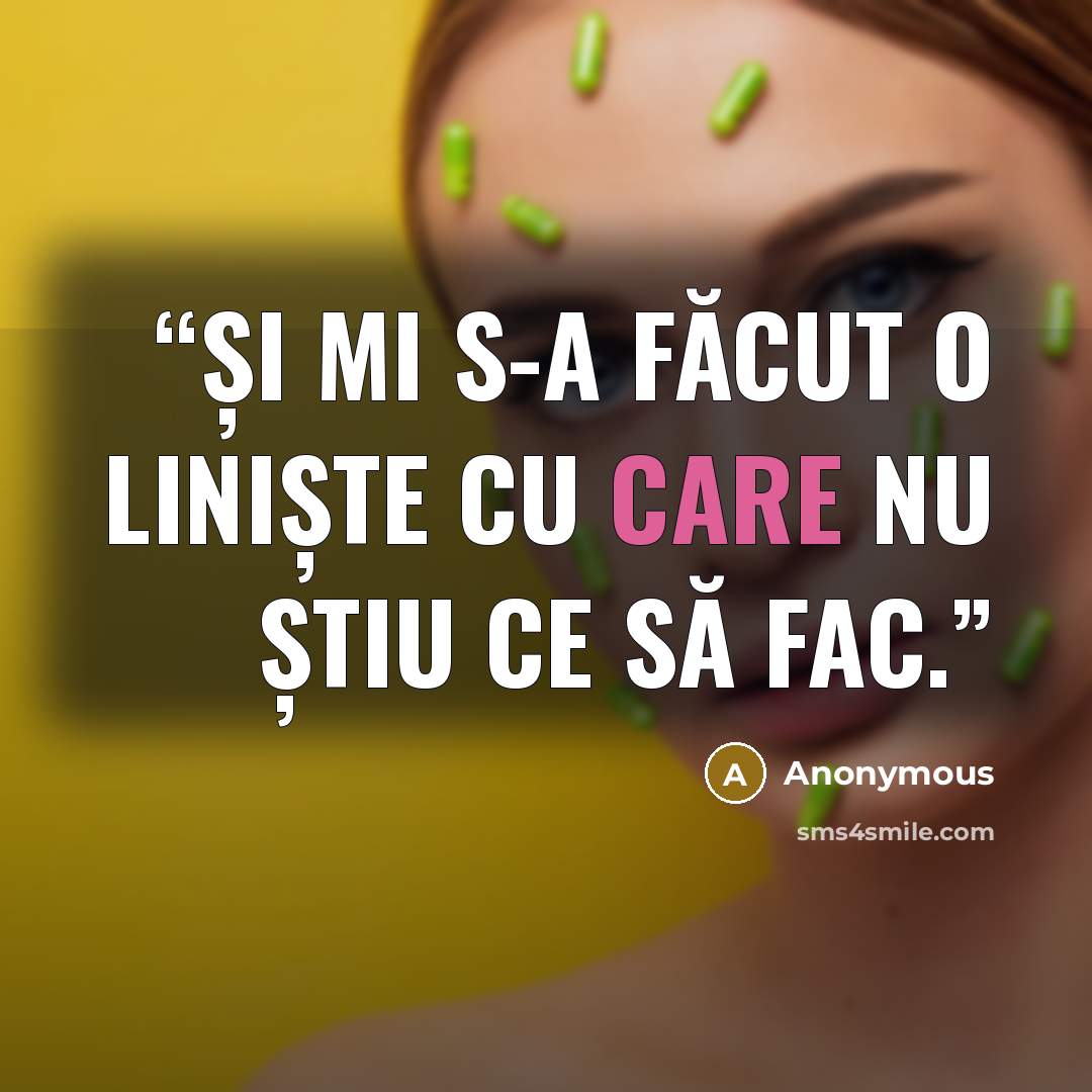 “și mi s-a făcut o liniște cu care nu știu ce să fac.” quote by Anonymous