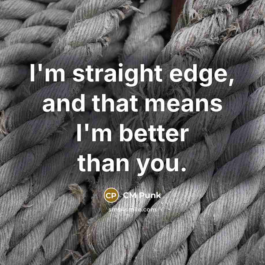 “I'm straight edge, and that means I'm better than you.…” quote by CM Punk
