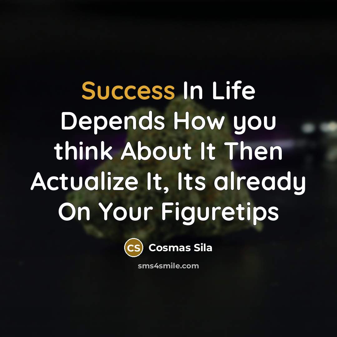 “Success In Life Depends How you think About It Then…” quote by Cosmas Sila